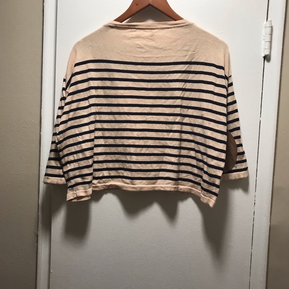 Vera Lucci Size Fits Most Cream Navy Blue Crop Top - Picture 4 of 4